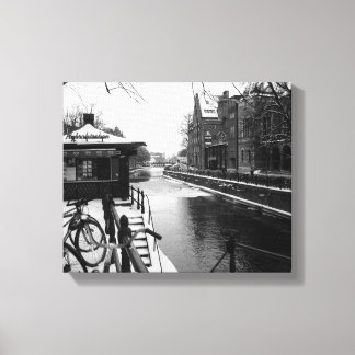 Vinter vid Riverside BW Canvastryck