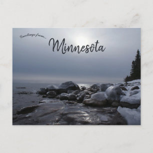 Vinter vid Sjö Superior Minnesota Vykort
