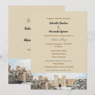 Vinter vid Windsor Castle bröllopsinbjudning Inbjudningar