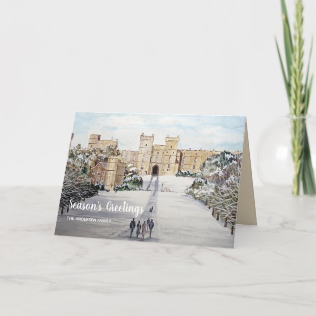 Vinter vid Windsor Castle jul Helgkort (Framsida)