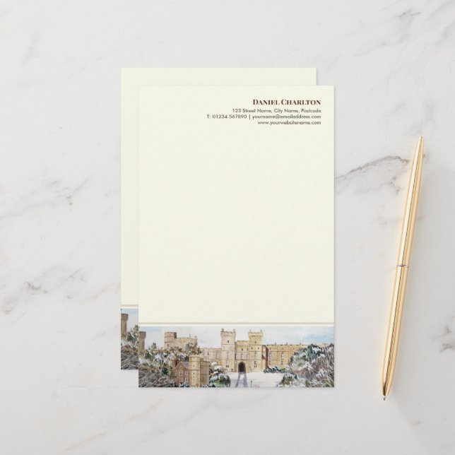 Vinter vid Windsor Castle Målning Brevpapper (Fram/Back In Situ)