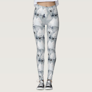 Vinter vildmark berg skog vilda djur leggings