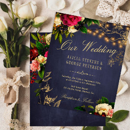 Vinter vintage blomster elegant bröllopsinbjudan