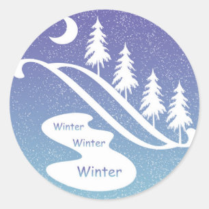 Vinter, vinter, vinterdesignmärke runt klistermärke