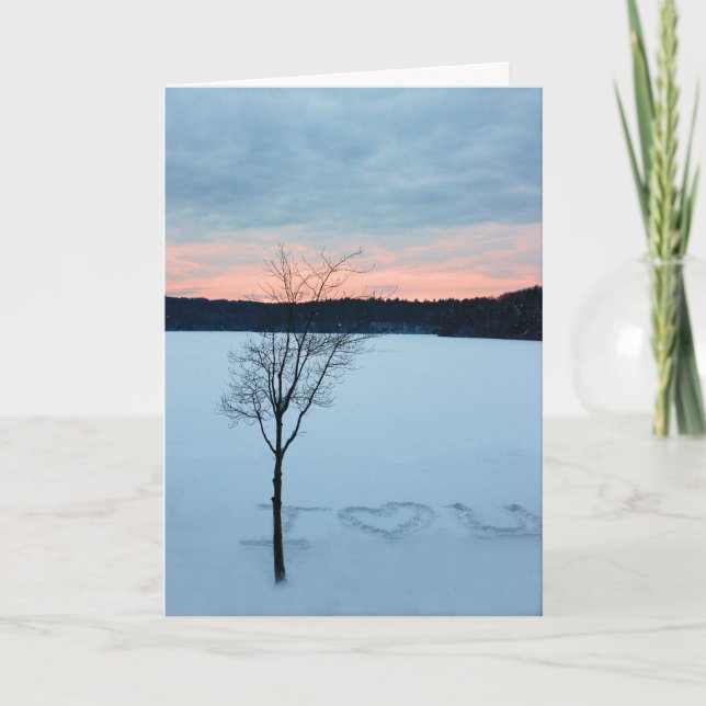 Vinter-Walden Pond Kärlekshelgdag Helgkort (Framsida)