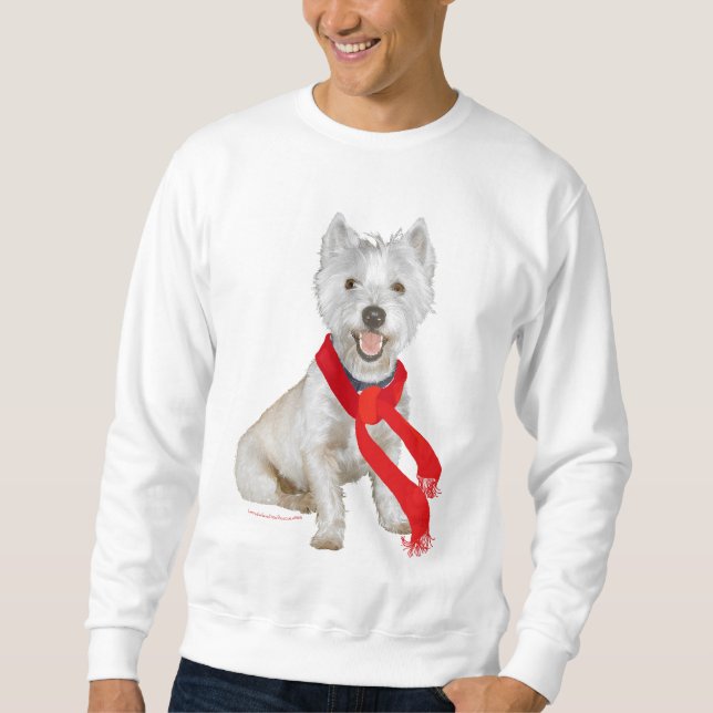 Vinter Westie i en röd halsduk Sweatshirt (Framsida)
