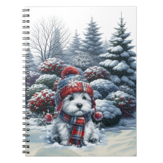 Vinter Westie i Hatt Anteckningsbok