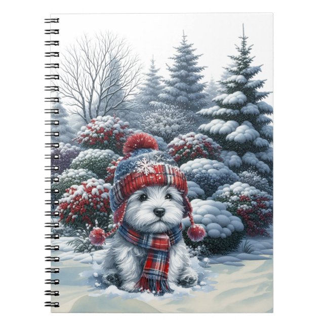 Vinter Westie i Hatt Anteckningsbok (Framsidan)