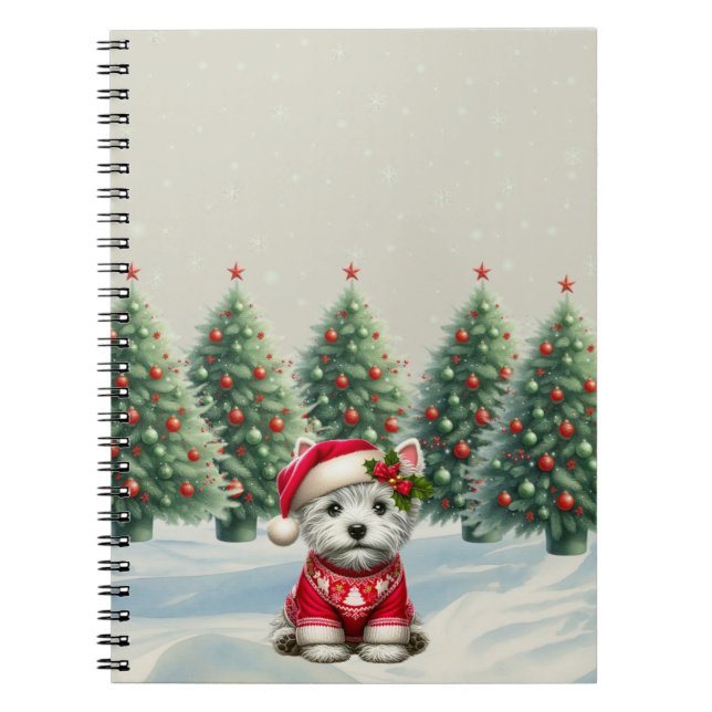Vinter Westie i hatt jul anteckningsbok (Framsidan)