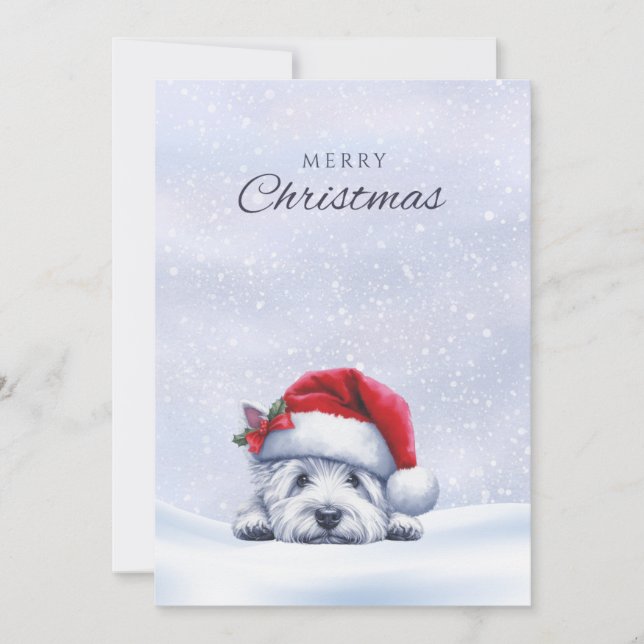 Vinter Westie i Snö Julkort (Framsida)