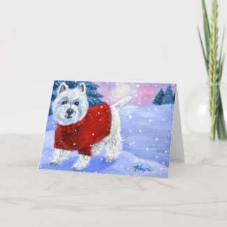 Vinter Westie Välkomstkort Helgkort