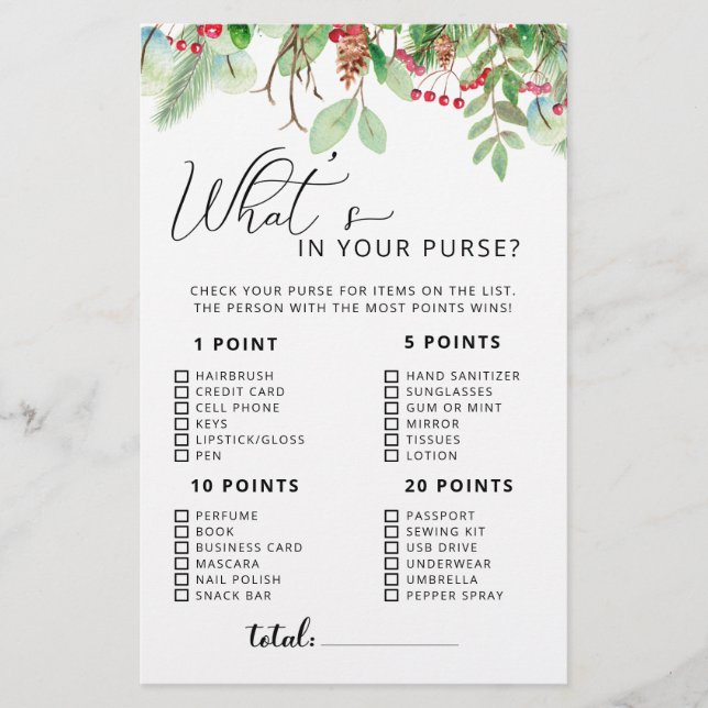 Vinter What's in Your Purse Game (Framsida)