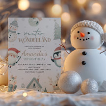 Vinter Wonderland 1:a födelsedagsinbjudan