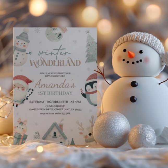Vinter Wonderland 1:a födelsedagsinbjudan Inbjudningar (Skapare uppladdad)