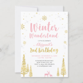 Vinter Wonderland 2:a födelsedagsinbjudan - flicka Inbjudningar