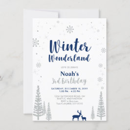 Vinter Wonderland 3rd Boy Birthday-inbjudan Inbjudningar