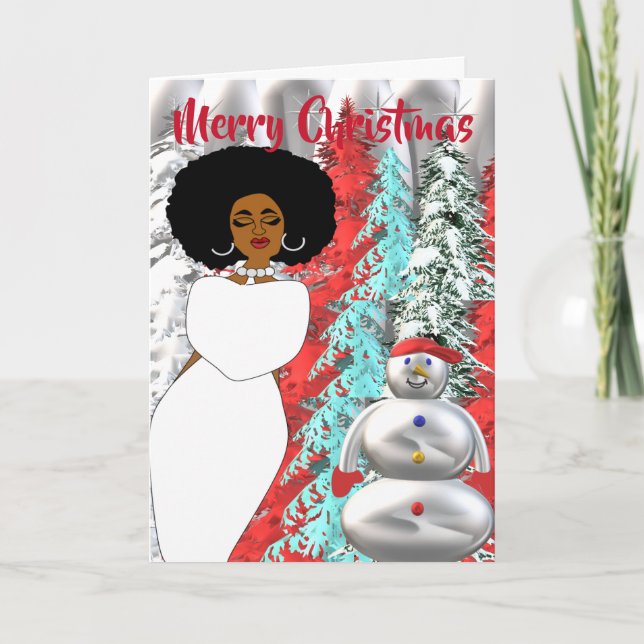 Vinter Wonderland African American jul Card Tack Kort (Framsida)