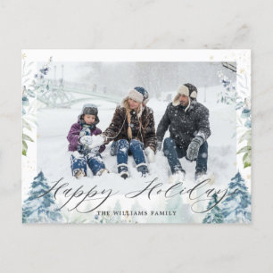 Vinter Wonderland Alpine Snowy Julfoto Vykort