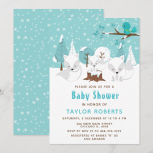 Vinter Wonderland Arctic Fox Baby Shower Inbjudningar