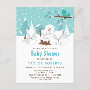 Vinter Wonderland Arctic Fox Baby Shower Vykort