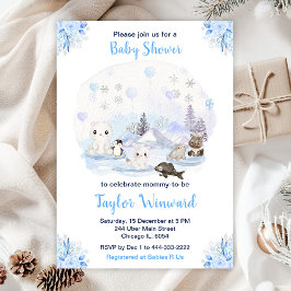 Vinter Wonderland Arktiska djur Baby Shower Inbjudningar