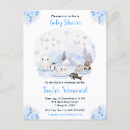 Vinter Wonderland Arktiska djur Baby Shower Vykort