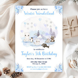 Vinter Wonderland Arktiska djur födelsedag Inbjudningar
