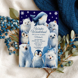 Vinter Wonderland Arktiska djur Kids Birthday Inbjudningar