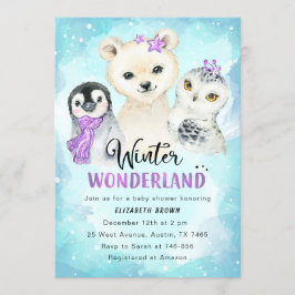 Vinter Wonderland Baby Shower-inbjudan Flicka Inbjudningar