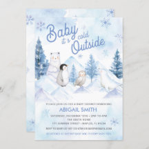 Vinter Wonderland Baby Shower-inbjudan
