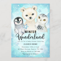 Vinter Wonderland Baby Shower-inbjudan pojke