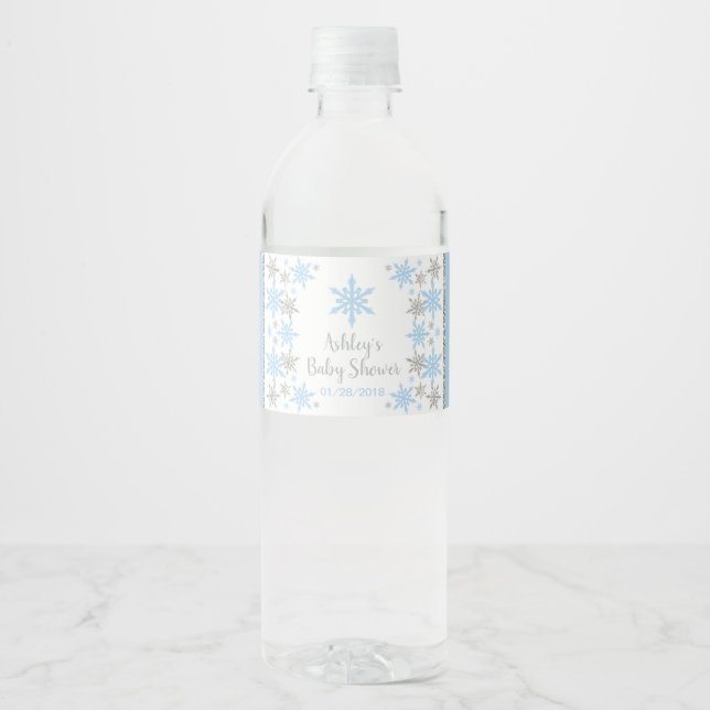 Vinter Wonderland Baby Shower Vattenflaska Labels Vattenflaskor Etikett (Framsida)