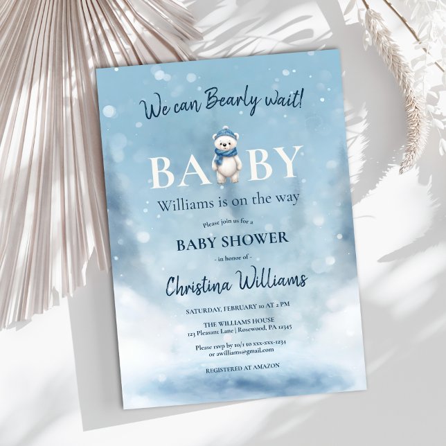 Vinter Wonderland Bear Boy Baby Shower Inbjudningar (Skapare uppladdad)