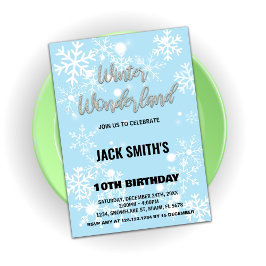 Vinter Wonderland Birthday Bjud i Silver Inbjudningar