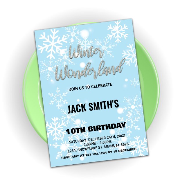Vinter Wonderland Birthday Bjud i Silver Inbjudningar (Winter Wonderland Birthday Invitations Silver)