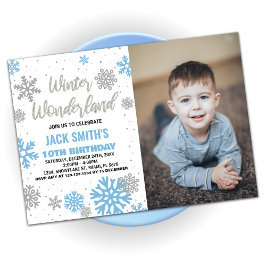Vinter Wonderland Birthday Bjud - vitfoto Inbjudningar