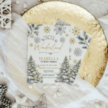 Vinter Wonderland Birthday-inbjudan