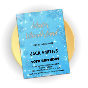 Vinter Wonderland Birthday-inbjudningar Blue Silve Inbjudningar