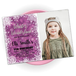 Vinter Wonderland Birthday-inbjudningar med foto Inbjudningar