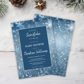 Vinter Wonderland Blue Baby Shower Inbjudningar