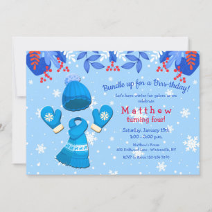 Vinter Wonderland Blue Birthday Inbjudan
