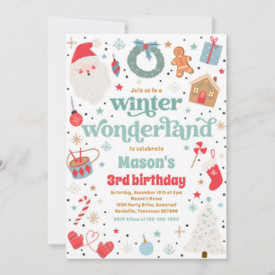 Vinter Wonderland Blue God Jul Födelsedagsfest Inbjudningar