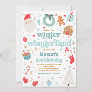 Vinter Wonderland Blue God Jul Födelsedagsfest Inbjudningar
