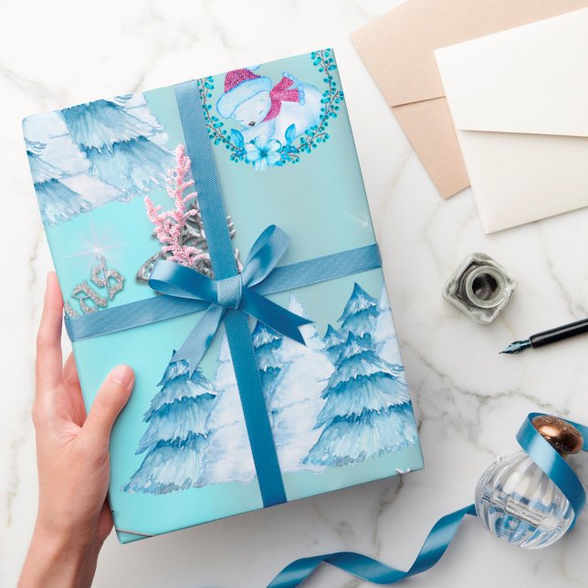 Vinter Wonderland Blue och Silver jul Presentpapper (Skapare uppladdad)