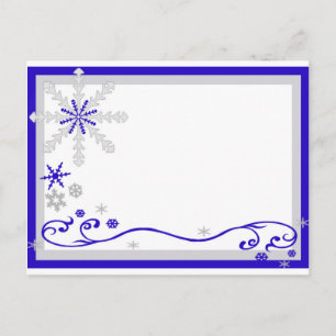 Vinter Wonderland Blue Silver Snöflingor Vykort
