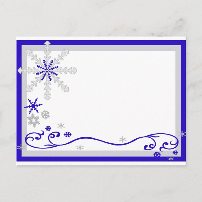 Vinter Wonderland Blue Silver Snöflingor Vykort (Framsida)