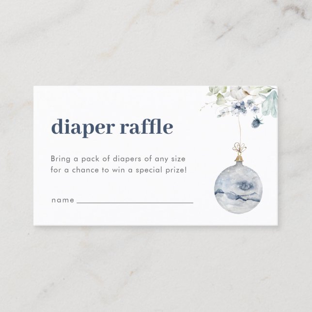 Vinter Wonderland Diaper Raffle Baby Shower Card Visitkort (Framsida)