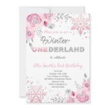 Vinter Wonderland First Birthday-inbjudan