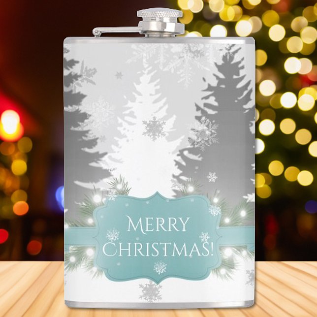 Vinter Wonderland Flask - Teal Fickplunta (Teal Winter Wonderland Flask)