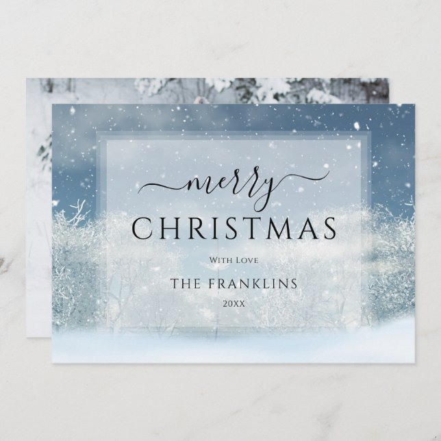 Vinter Wonderland Forest Photo jul Julkort (Fram/baksida)